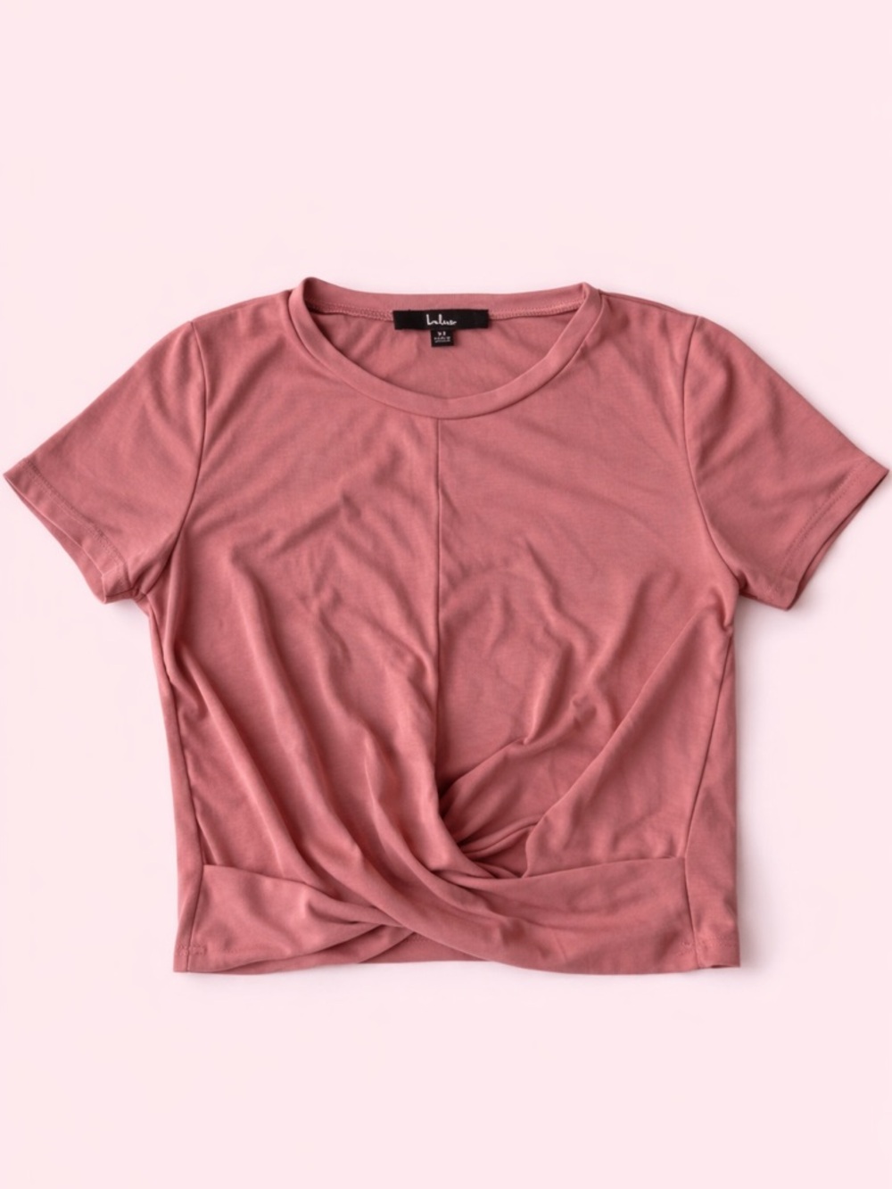Lulu's Dusty Rose Twist-Front Crop Top